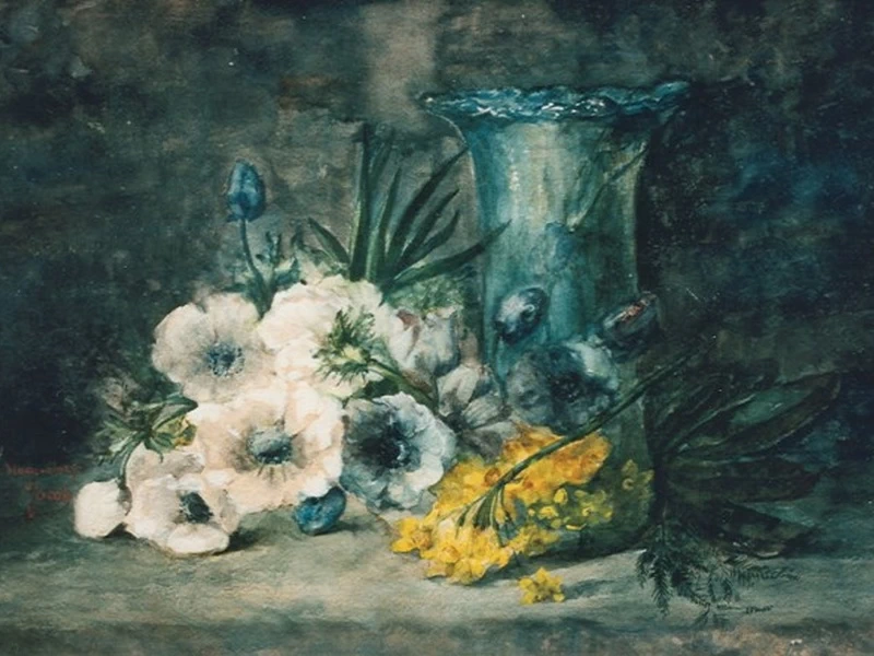 1857-Adrienne Jacqueline-'s Jacob - Natura morta di fiori